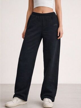 Aritzia Sweatfleece Boyfriend Wide Leg Sweatpants Black XS Cozy Lounge